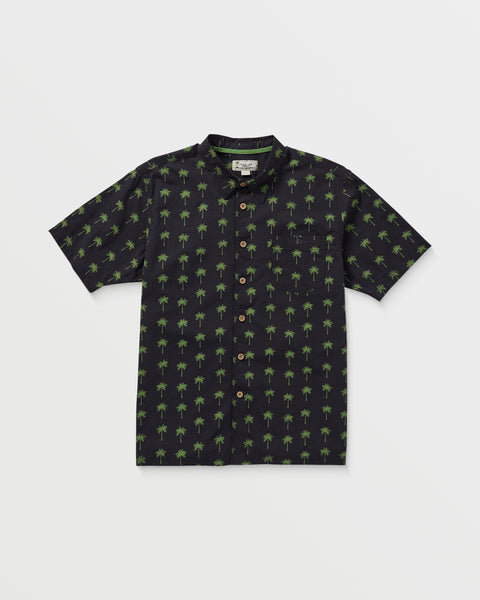 Honolua Mens Pama Woven Short Sleeve Shirt Off Black Off Black 4XL
